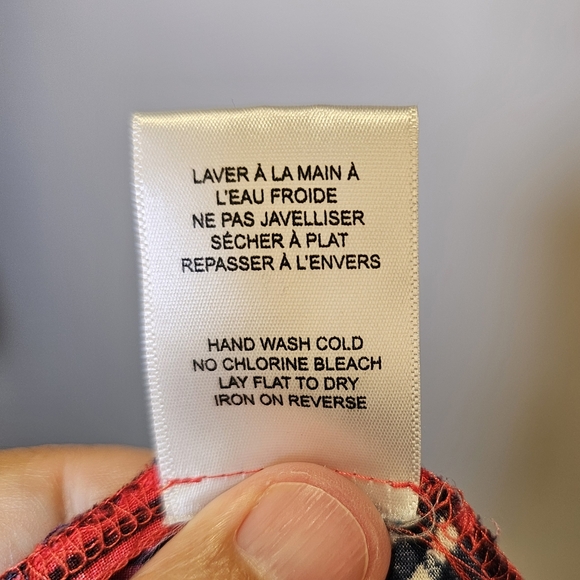 Rebel Sugar red navy white plaid 3/4 sleeve button-down shirt top size XS US - Picture 6 of 7